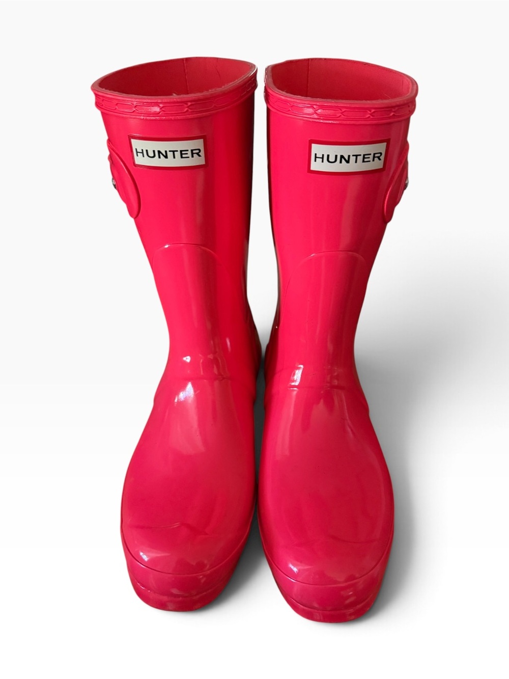 Hunter Women's Original Vibrant Pink Short Gloss Rain Boots, size US 9/UK 7 - Picture 5 of 9